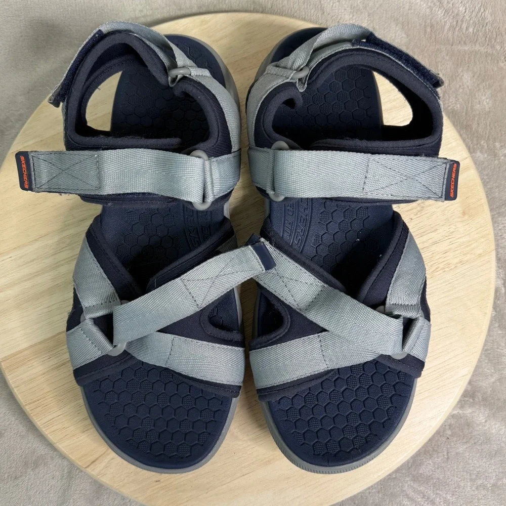 Skechers Relaxed Fit Mens‎ Navy Grey Athletic Hiking Sandals 237050 Size 12